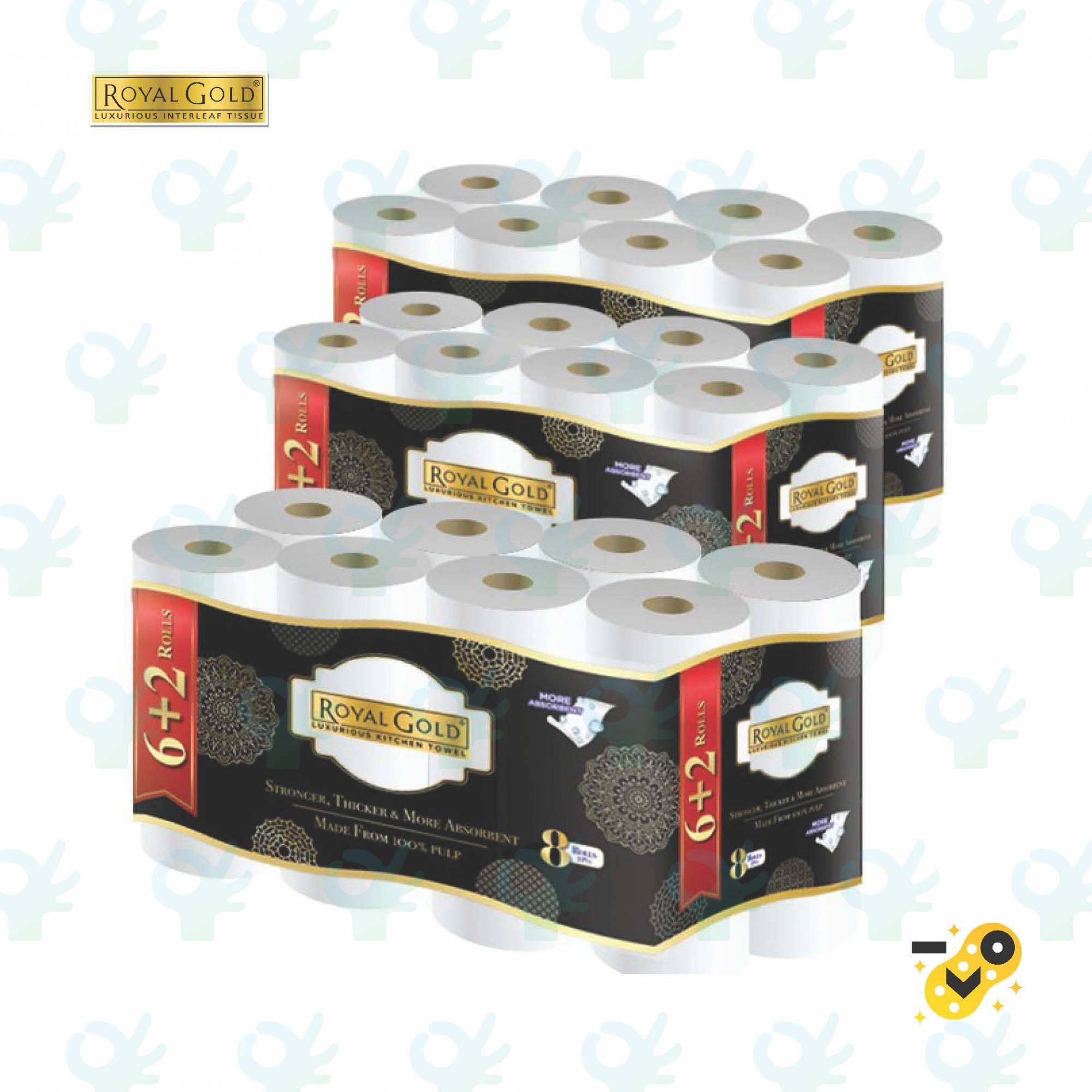 Ofiskita Royal Gold Luxurious Kitchen Towel 55 Sheets 8 Rolls 1 Packet / 3 Packets